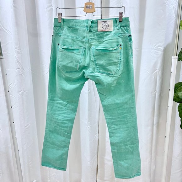 Zara Mint Green / Turquoise Distressed Denim Jeans - Picture 2 of 9